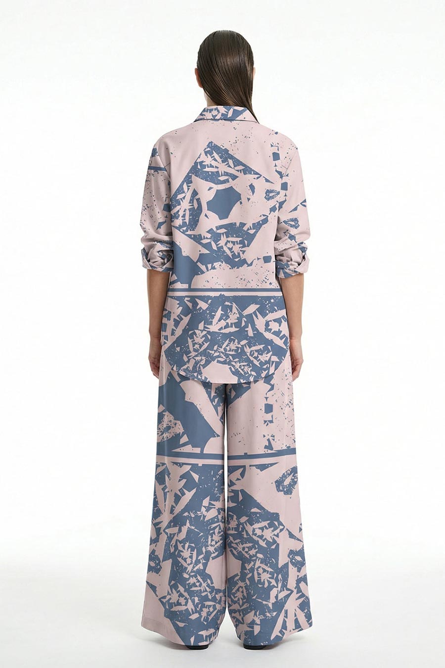 Beige-Blue Cosmic Chaos Printed Shirt