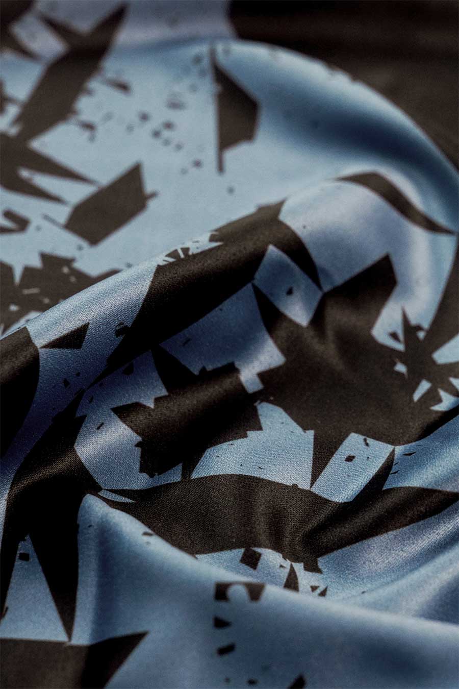 Black-Blue Cosmic Chaos Printed Short Dress