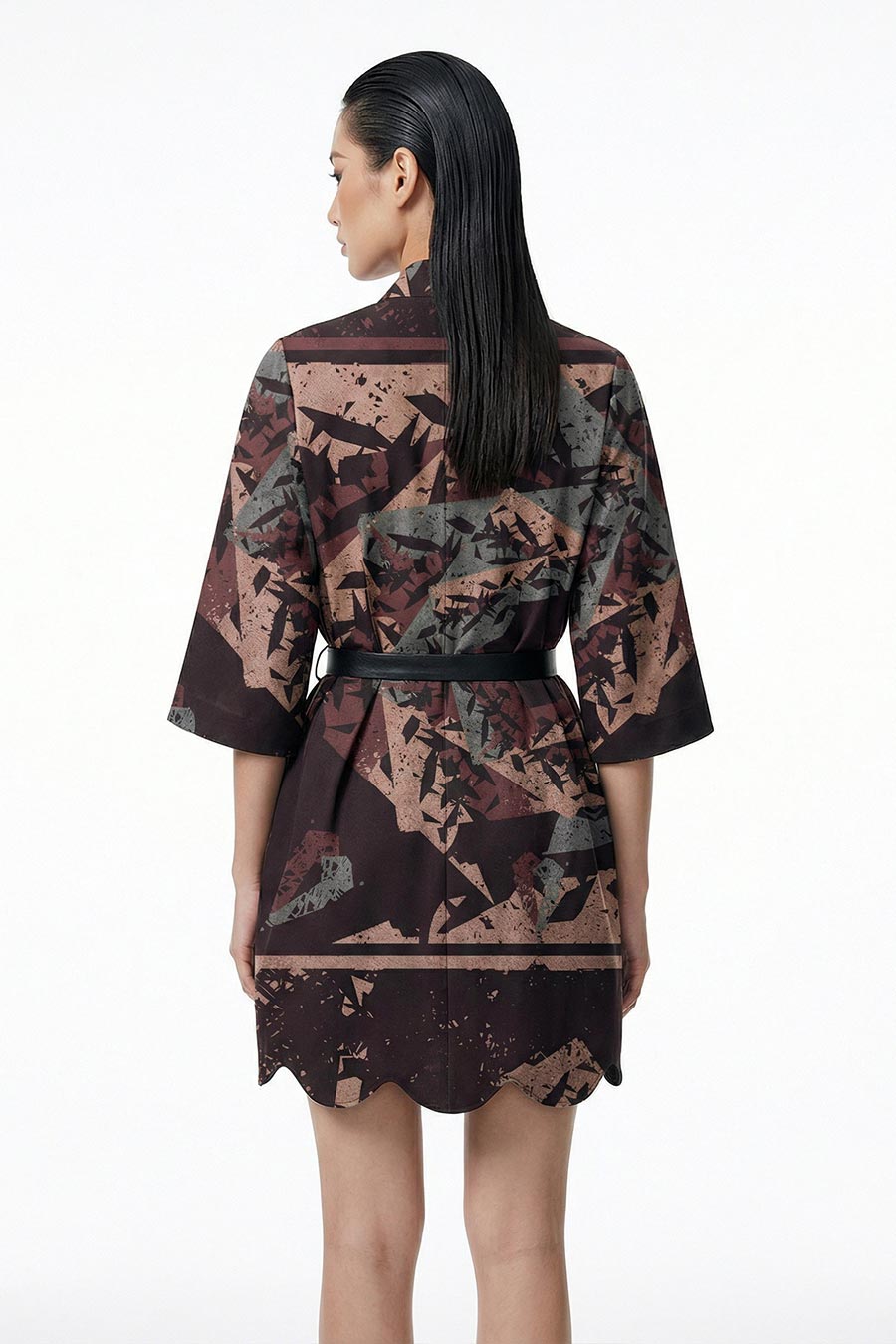 Black Cosmic Chaos Printed Short Dress