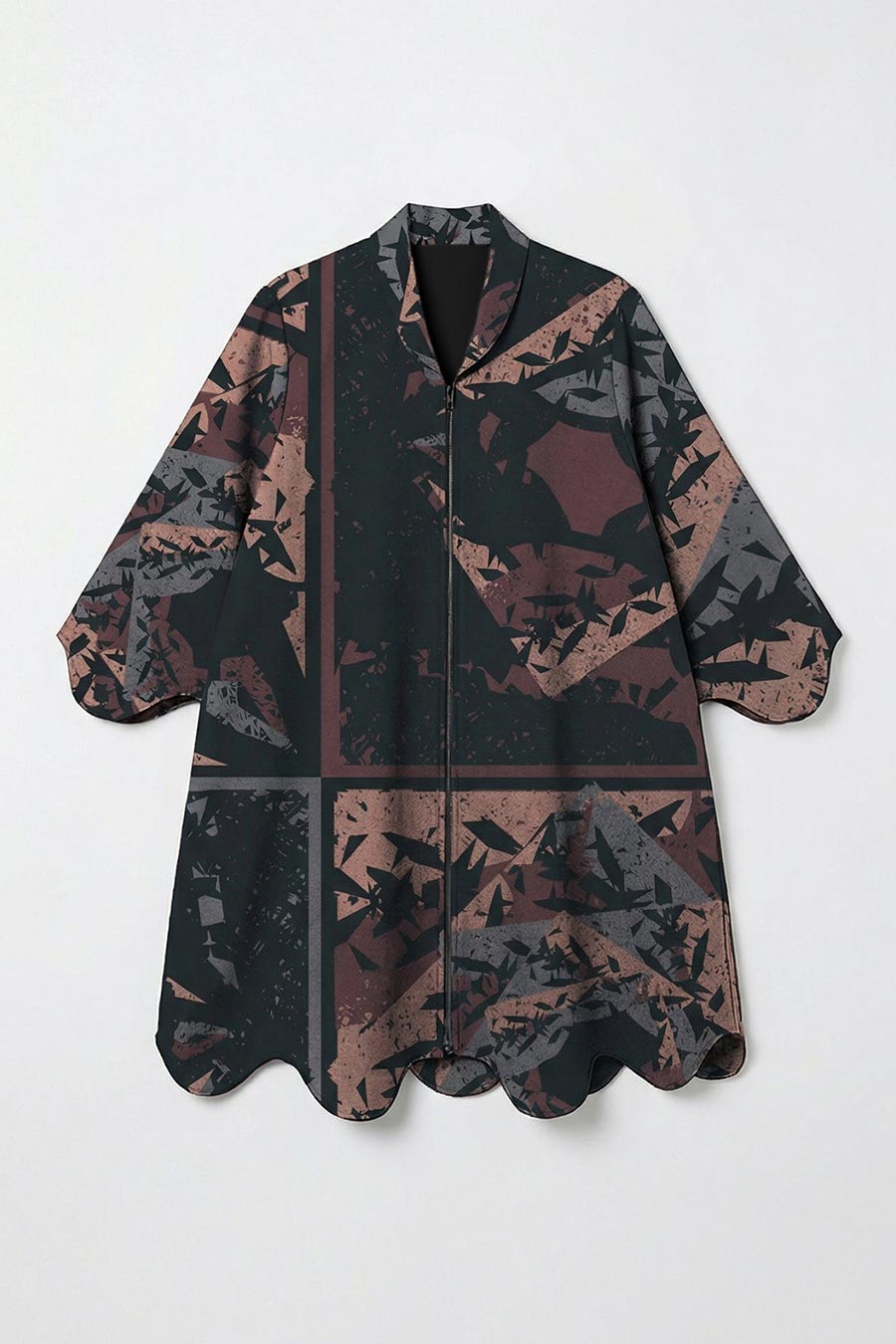 Black Cosmic Chaos Printed Short Dress