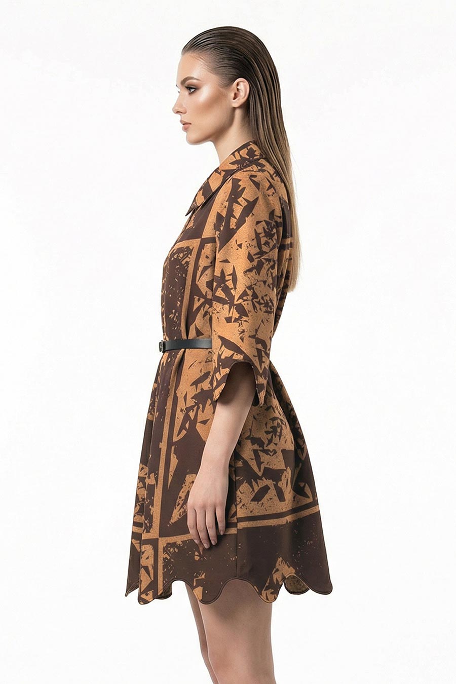 Yellow Cosmic Chaos Printed Short Dress