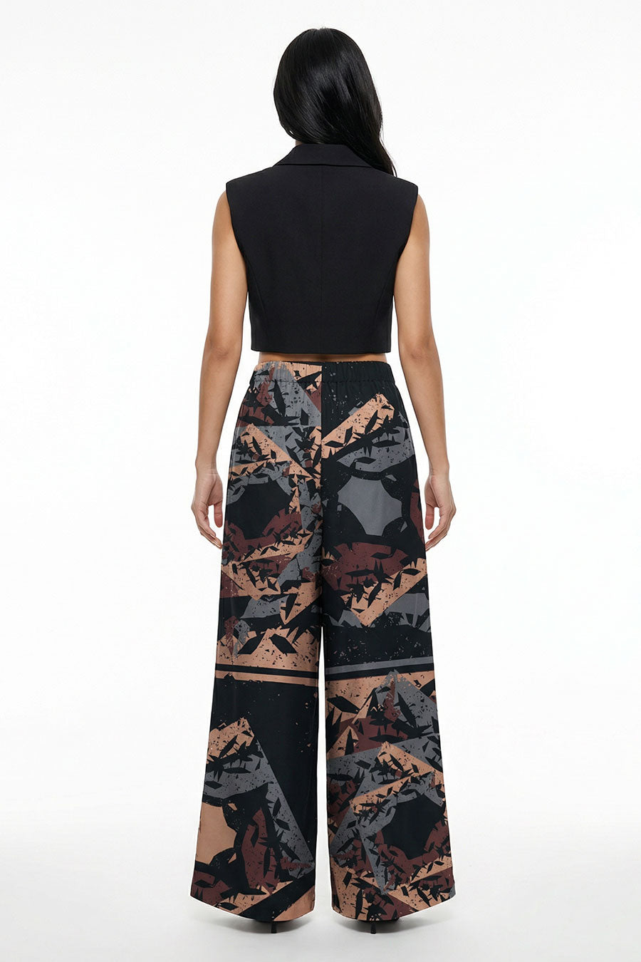 Black Cosmic Chaos Printed Wide Pants