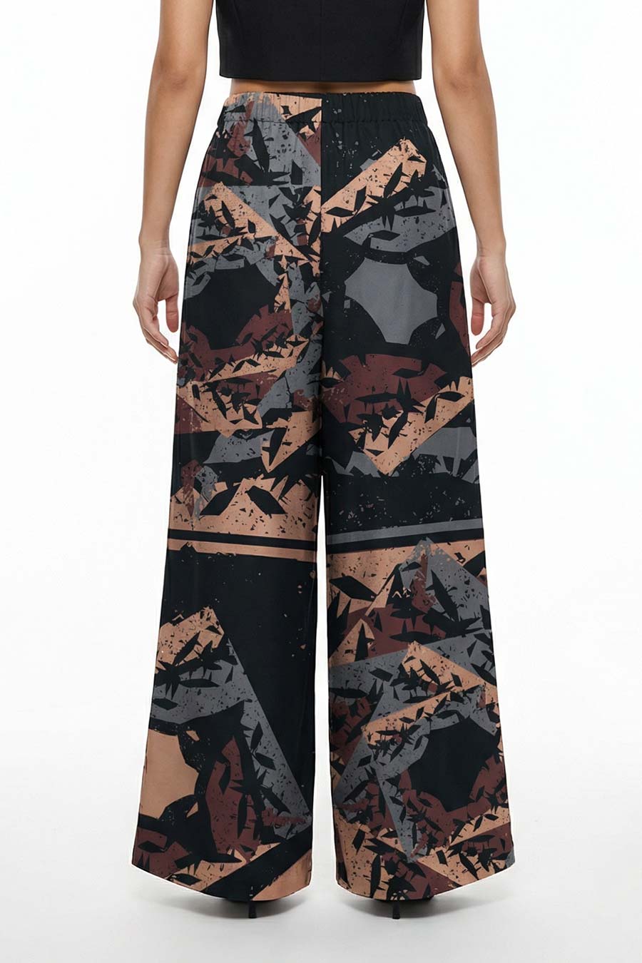 Black Cosmic Chaos Printed Wide Pants