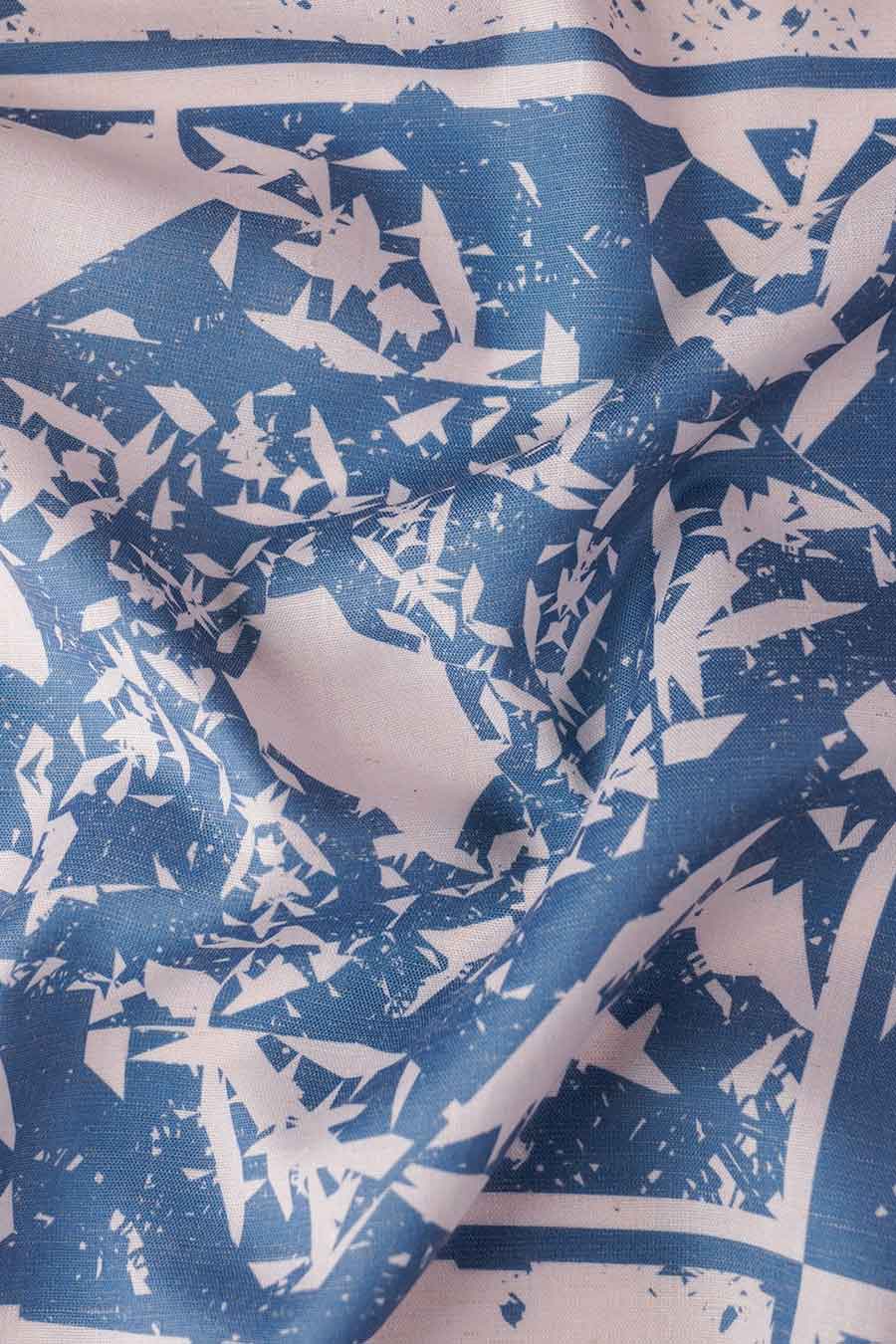 Beige-Blue Cosmic Chaos Printed Wide Pants