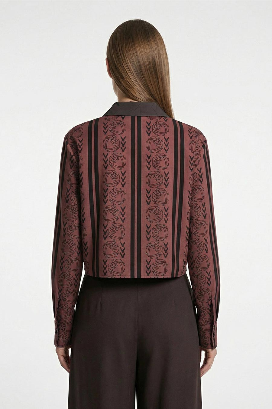 Red Celestial Descent Printed Cropped Shirt