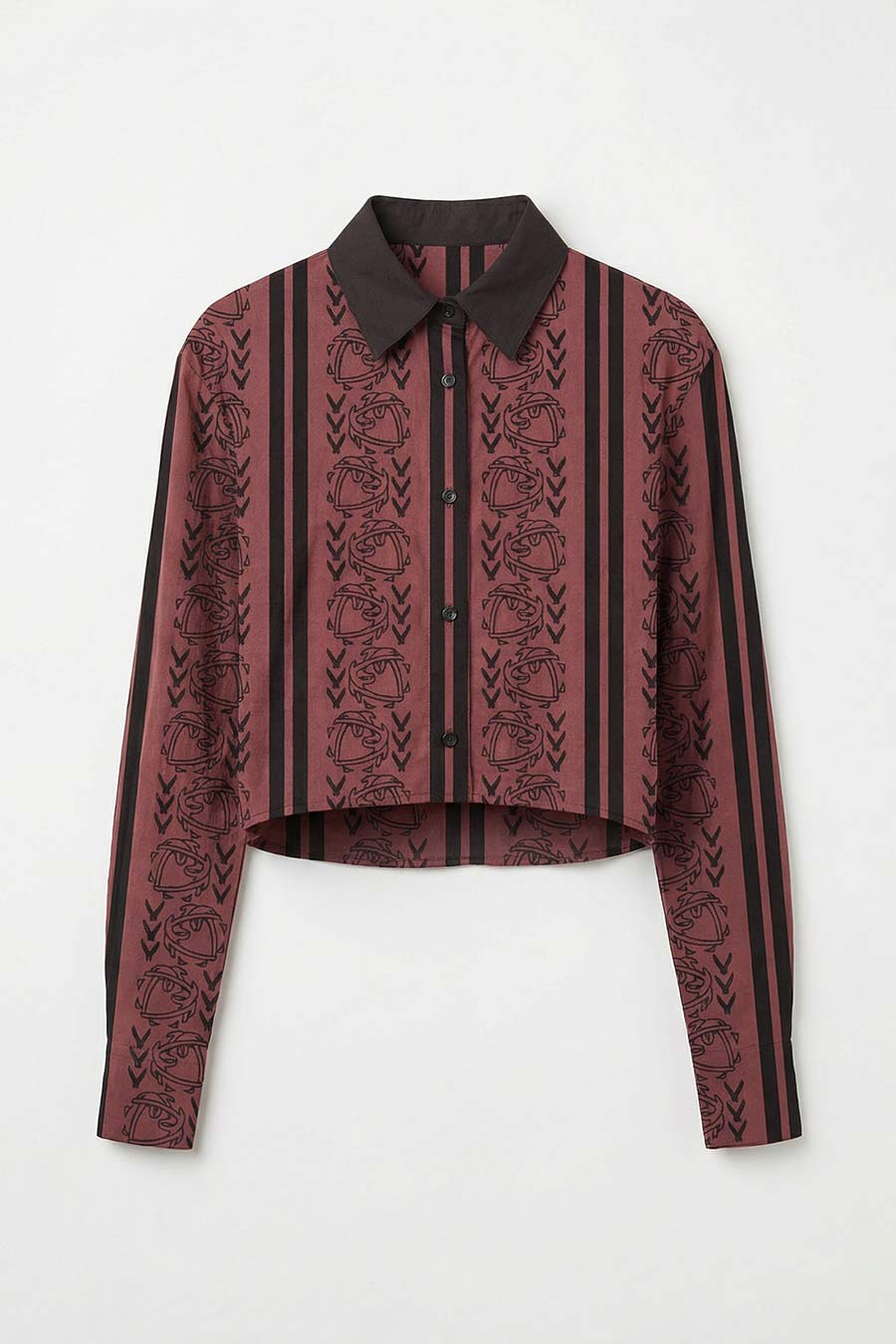 Red Celestial Descent Printed Cropped Shirt