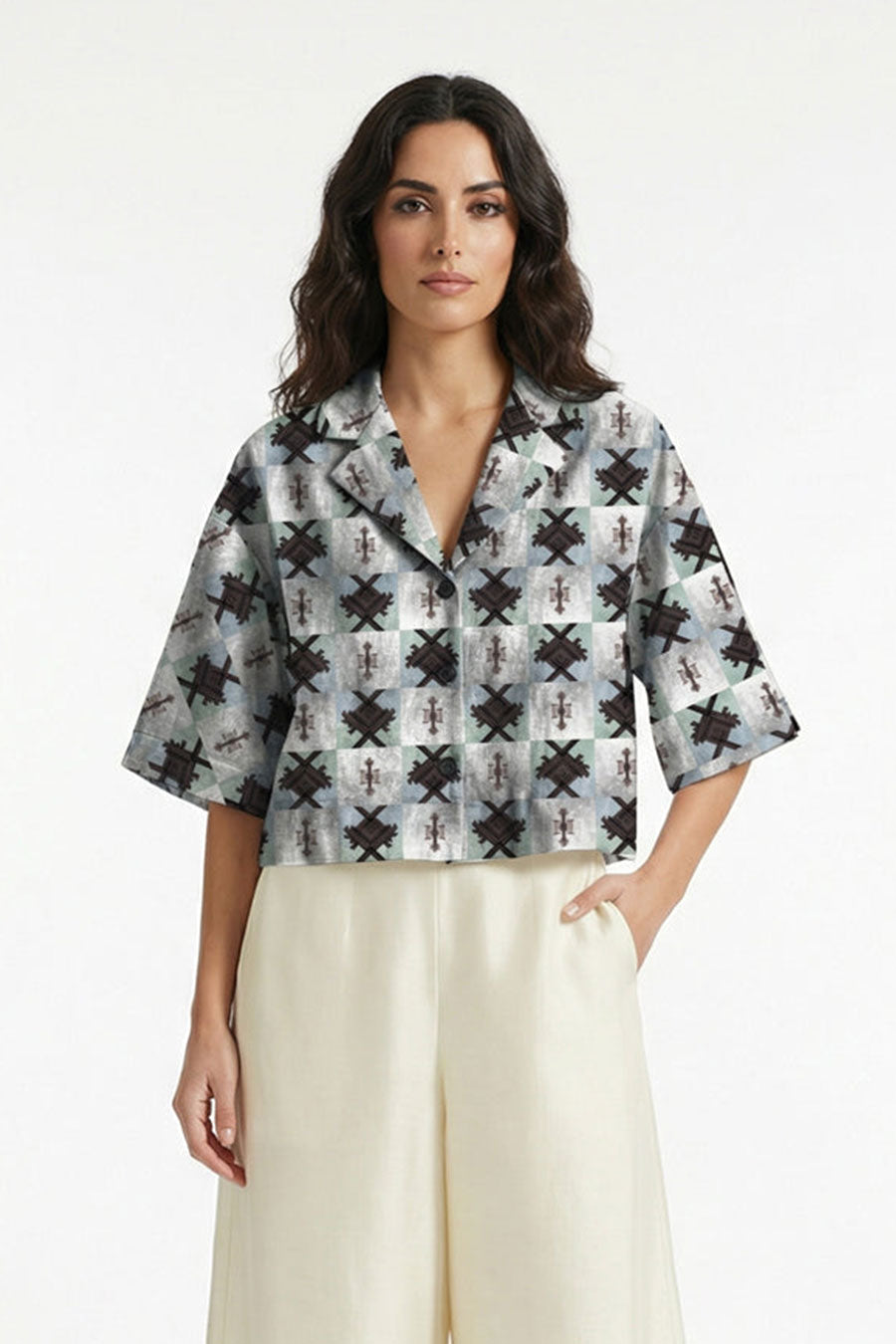Multicolour Dynarche Printed Cropped Shirt