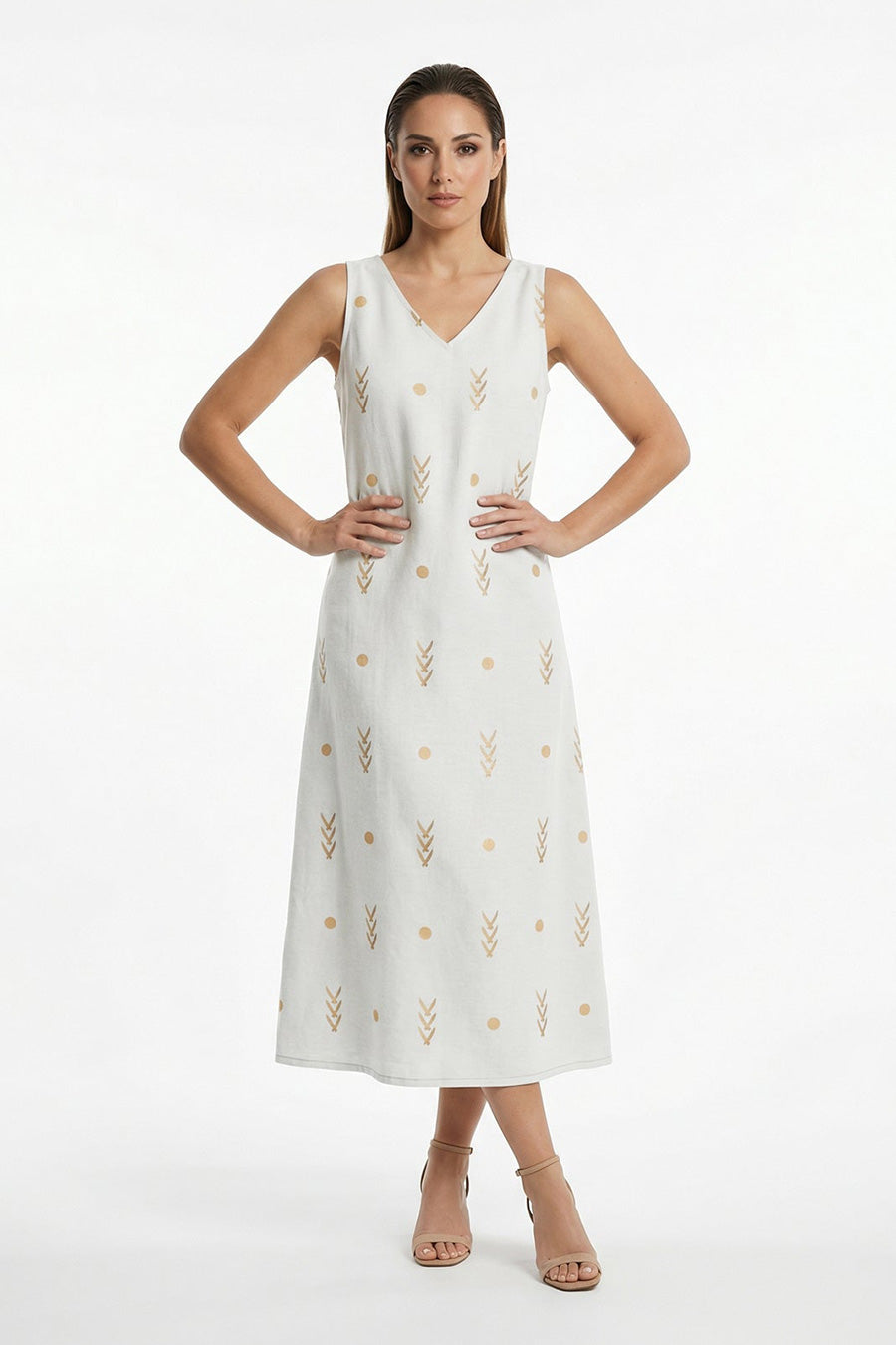 White Easy Is Right Printed Sleeveless Dress