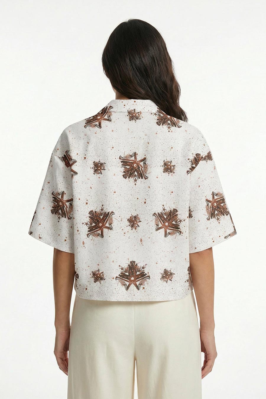 White Luminous Reign Printed Cropped Shirt