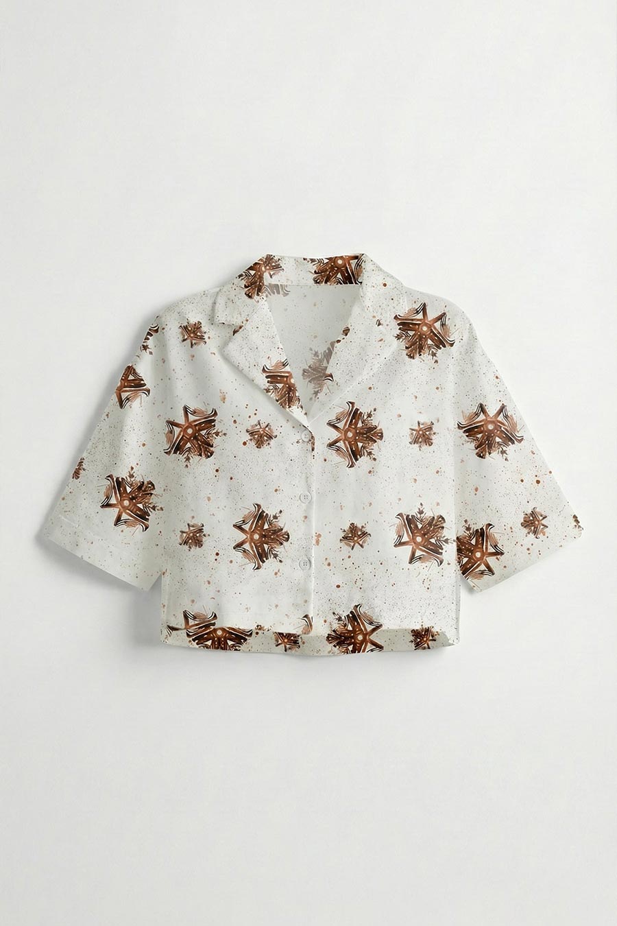 White Luminous Reign Printed Cropped Shirt
