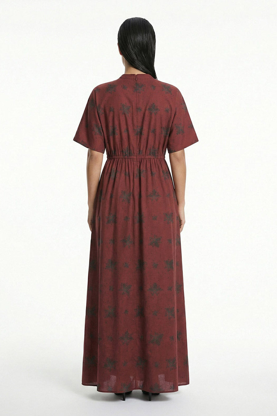 Wine Luminous Reign Printed Maxi Dress