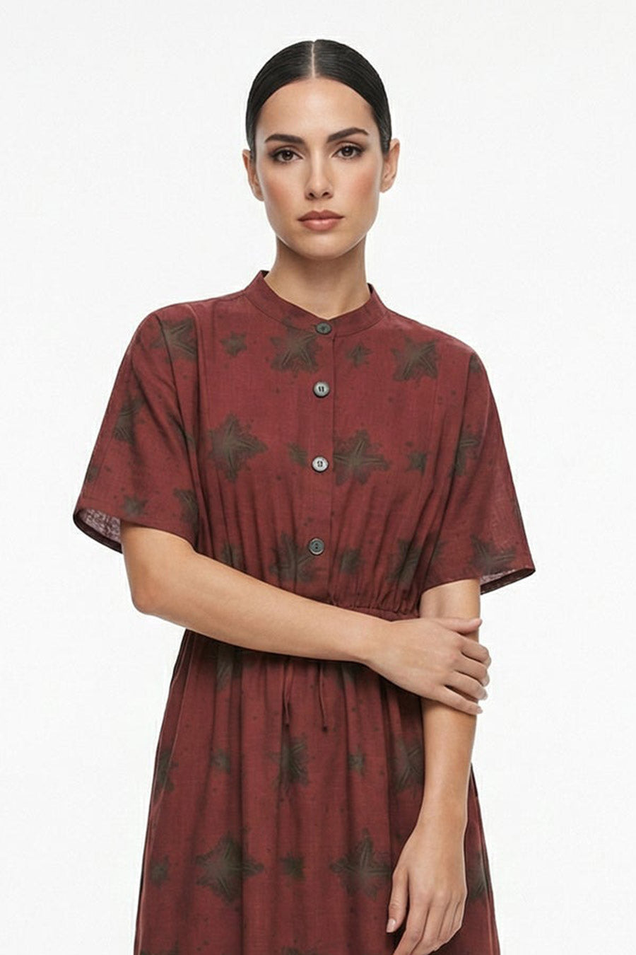 Wine Luminous Reign Printed Maxi Dress