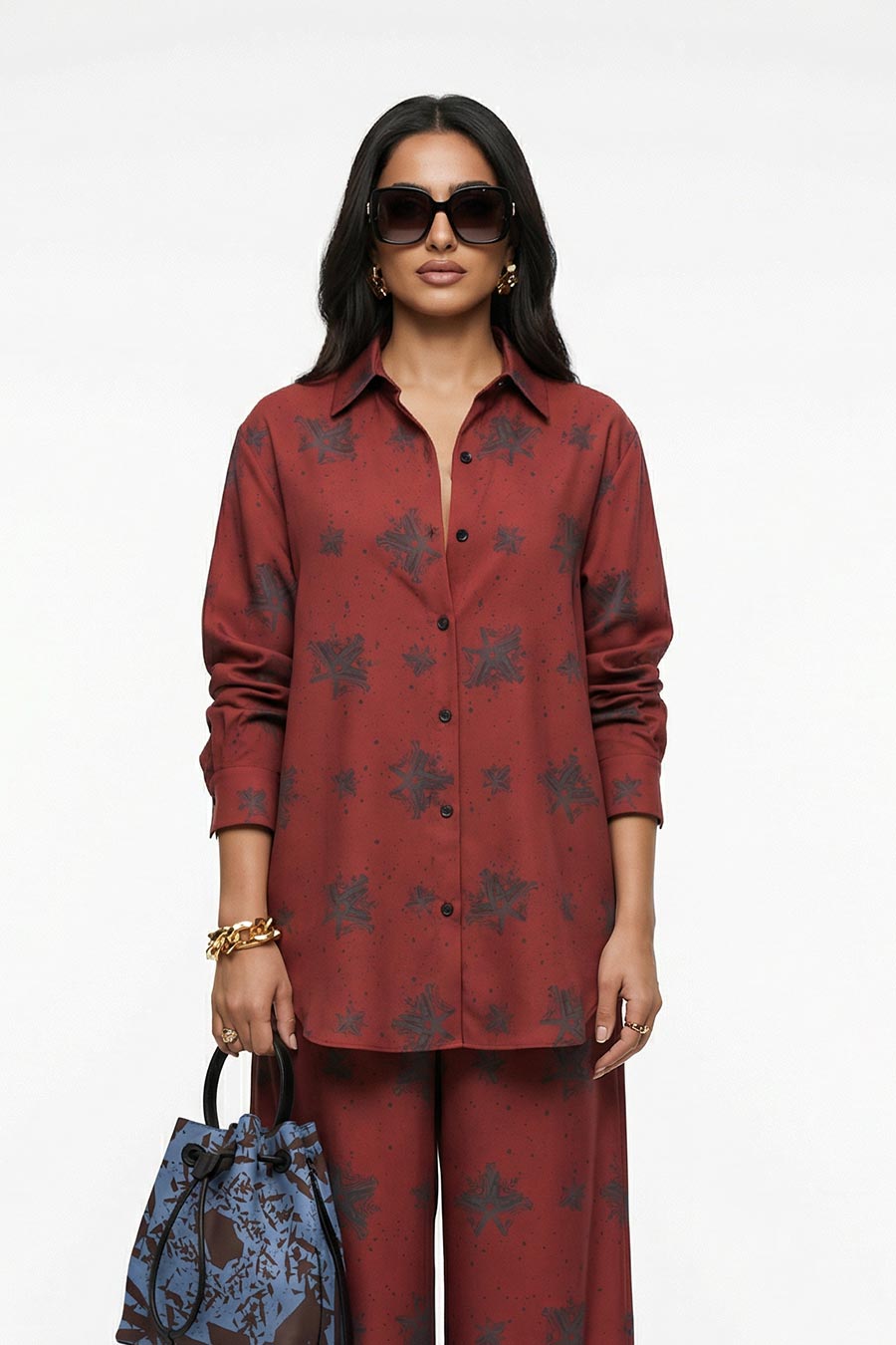 Burgundy Luminous Reign Printed Shirt
