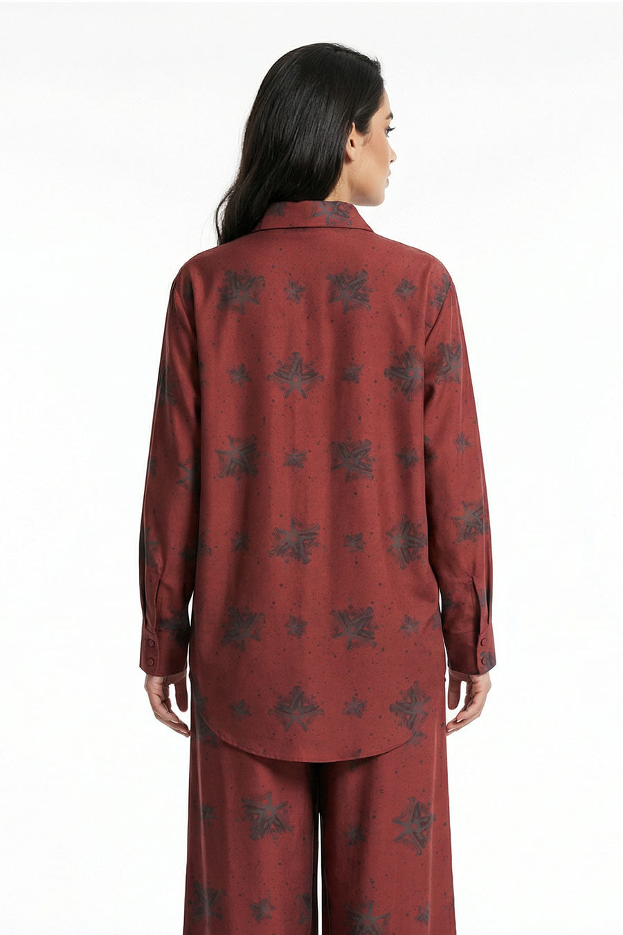Burgundy Luminous Reign Printed Shirt