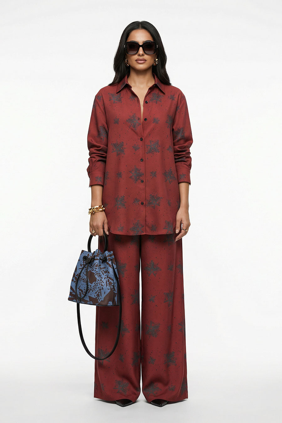 Burgundy Luminous Reign Printed Shirt
