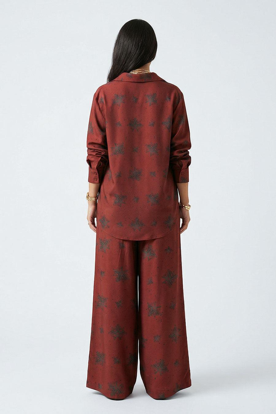 Burgundy Luminous Reign Printed Shirt
