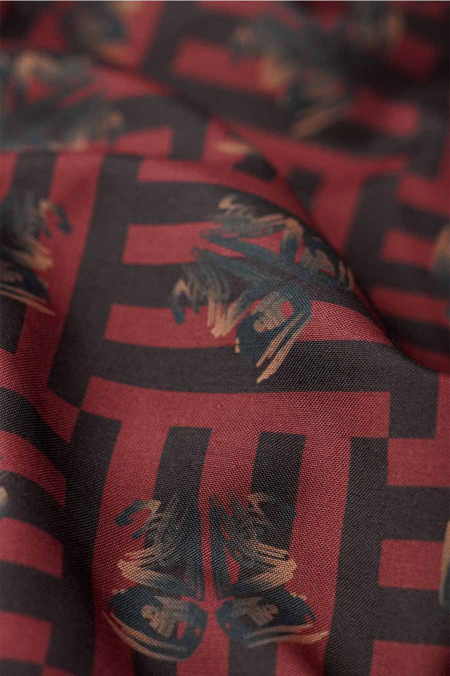 Red Mireaux II Printed Cropped Shirt