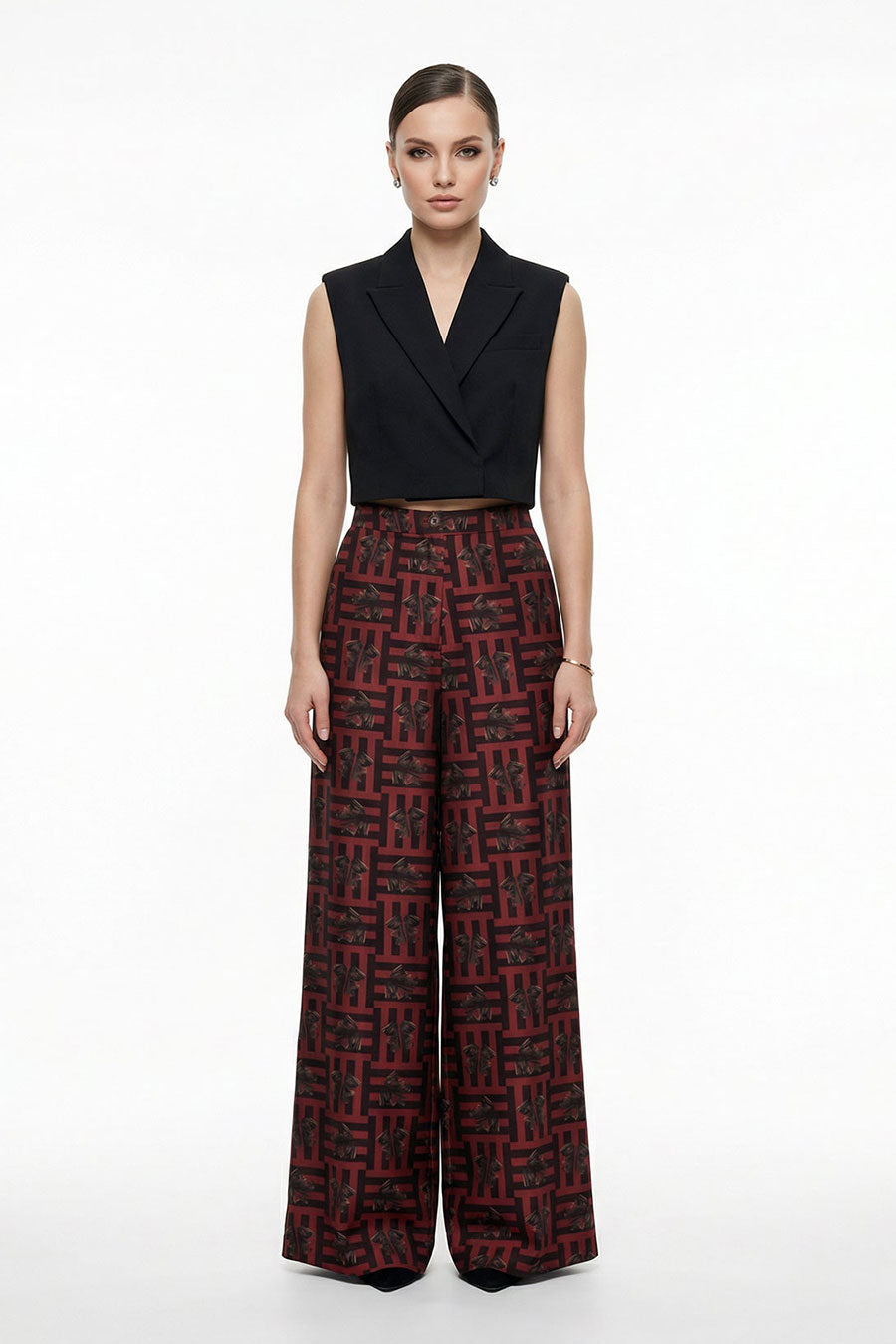 Red Mireaux II Printed Wide Pants