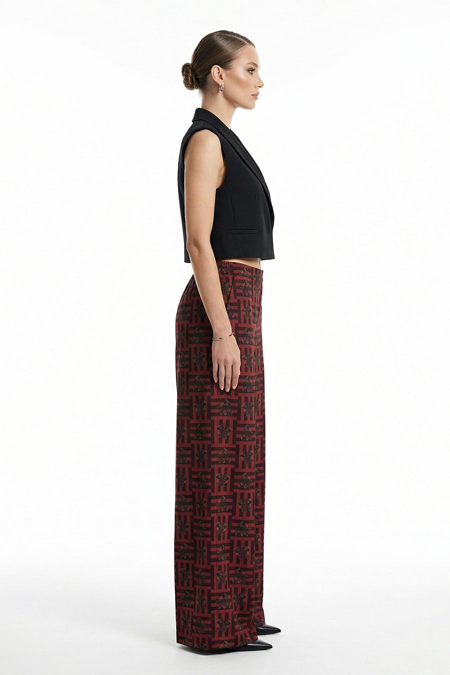 Red Mireaux II Printed Wide Pants
