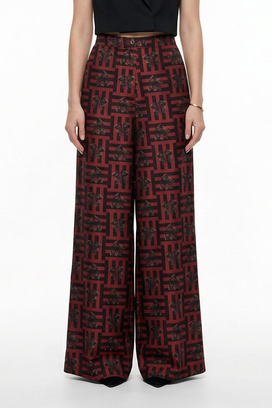 Red Mireaux II Printed Wide Pants