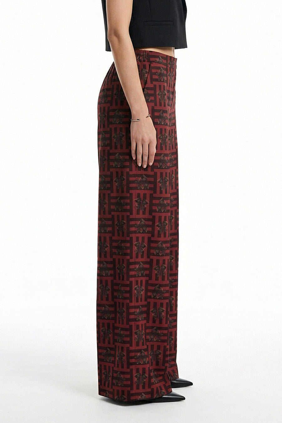 Red Mireaux II Printed Wide Pants