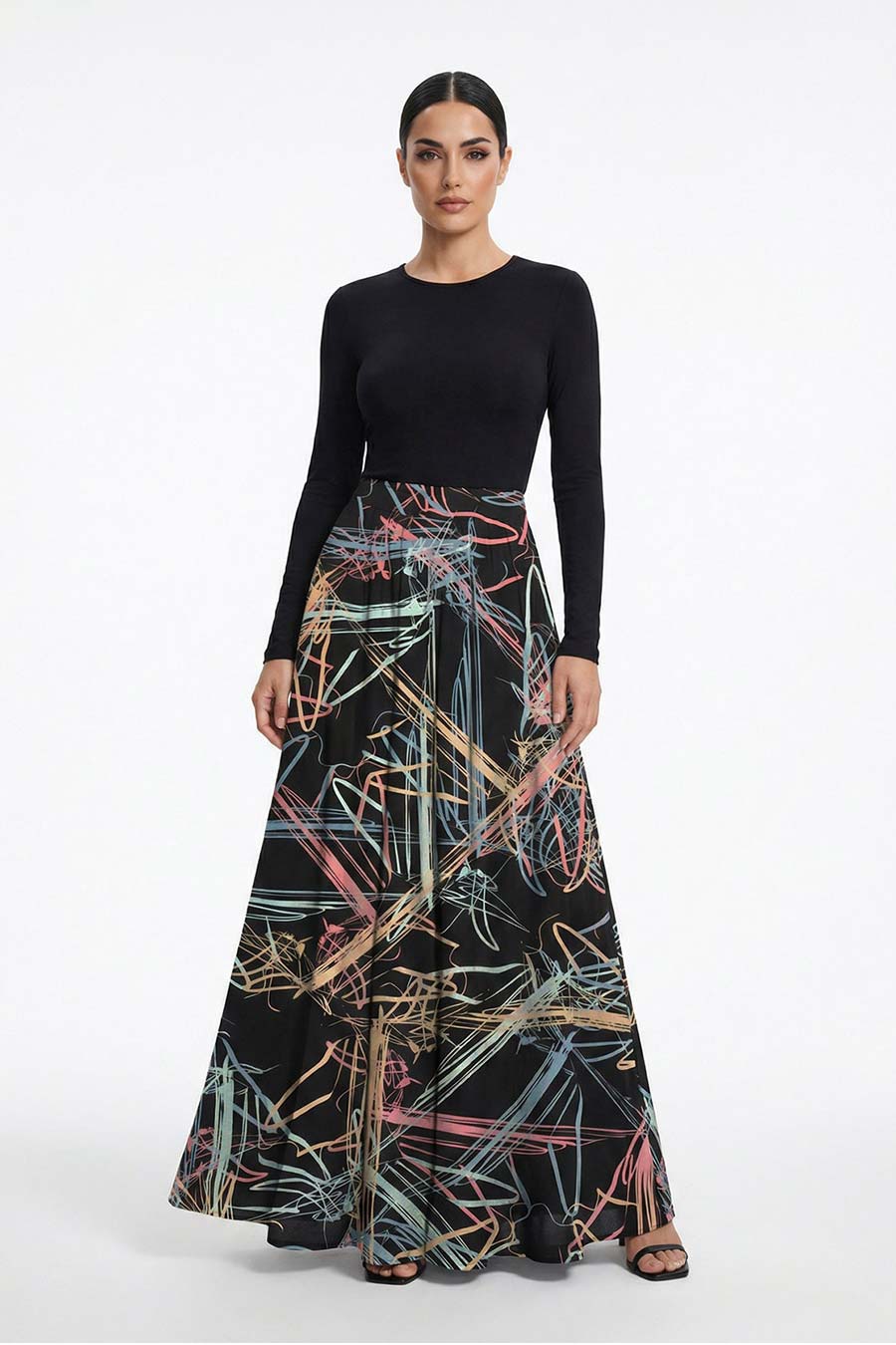 Black Path of Least Resistance Printed Skirt