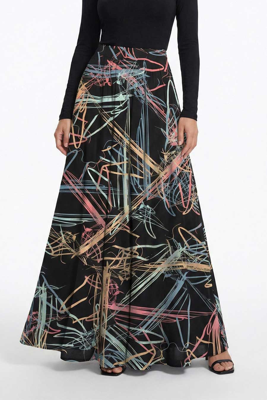 Black Path of Least Resistance Printed Skirt