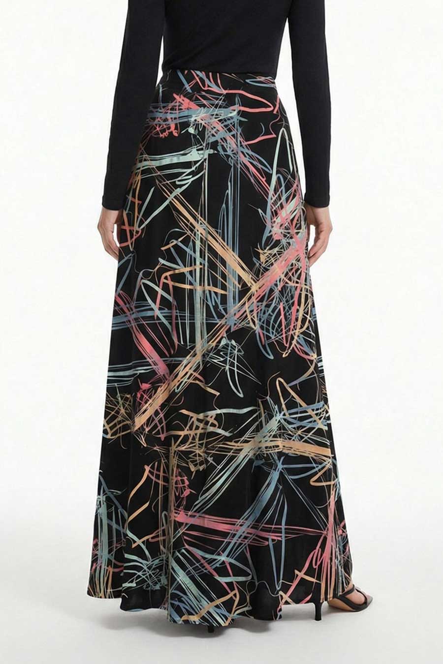 Black Path of Least Resistance Printed Skirt