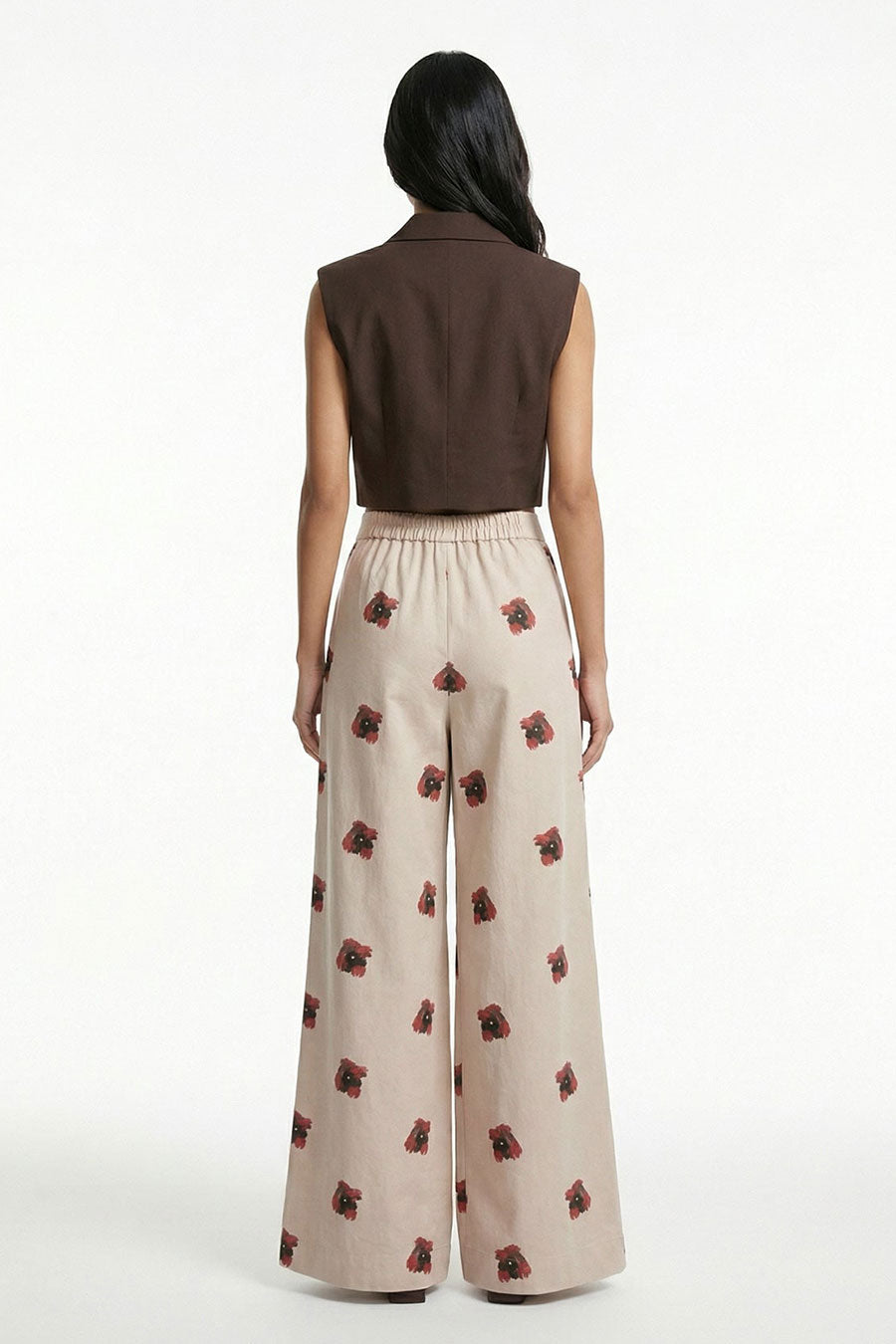 Beige Measured Dissonance Printed Wide Pants