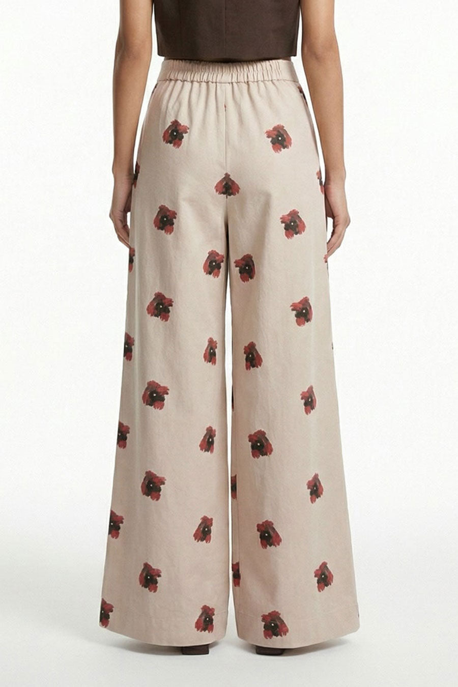 Beige Measured Dissonance Printed Wide Pants