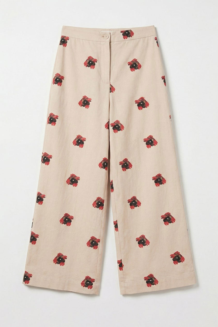 Beige Measured Dissonance Printed Wide Pants
