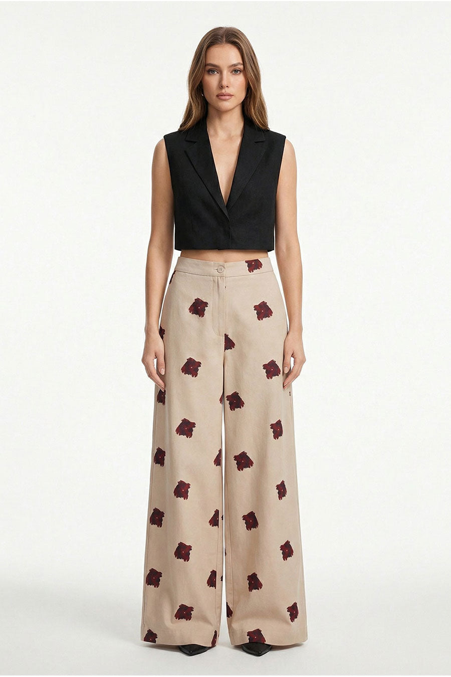 Yellow Measured Dissonance Printed Wide Pants