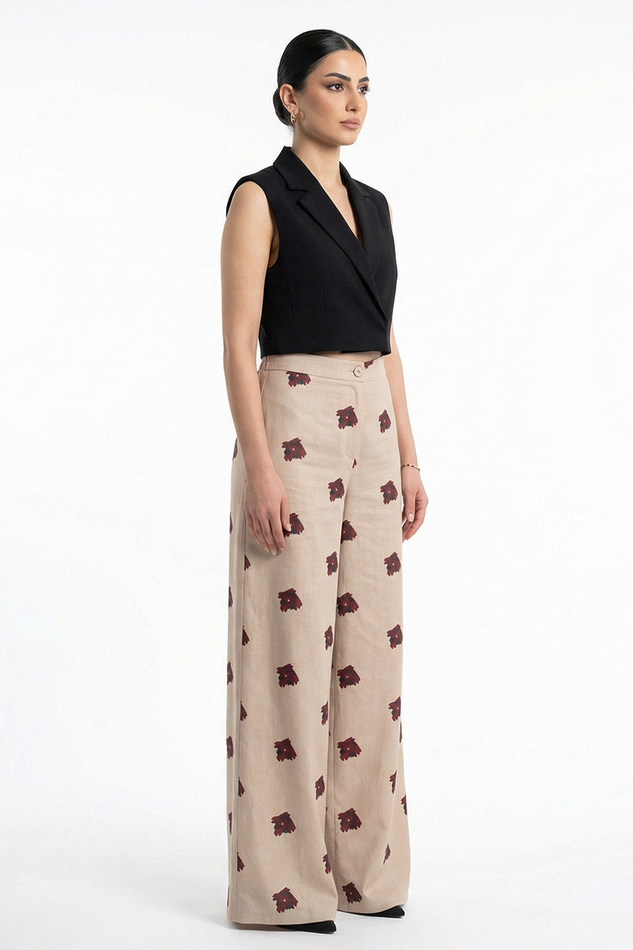 Yellow Measured Dissonance Printed Wide Pants