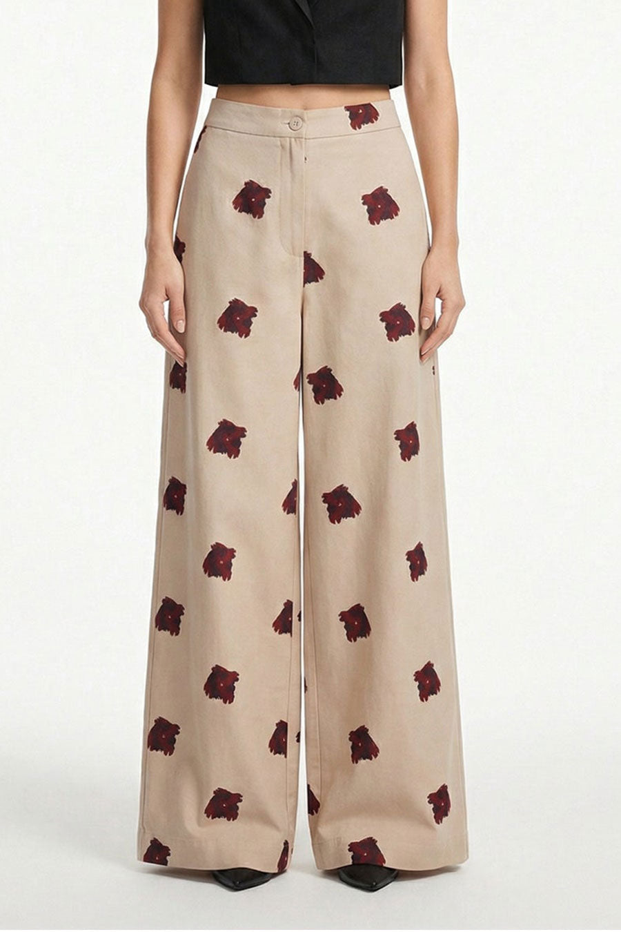 Yellow Measured Dissonance Printed Wide Pants