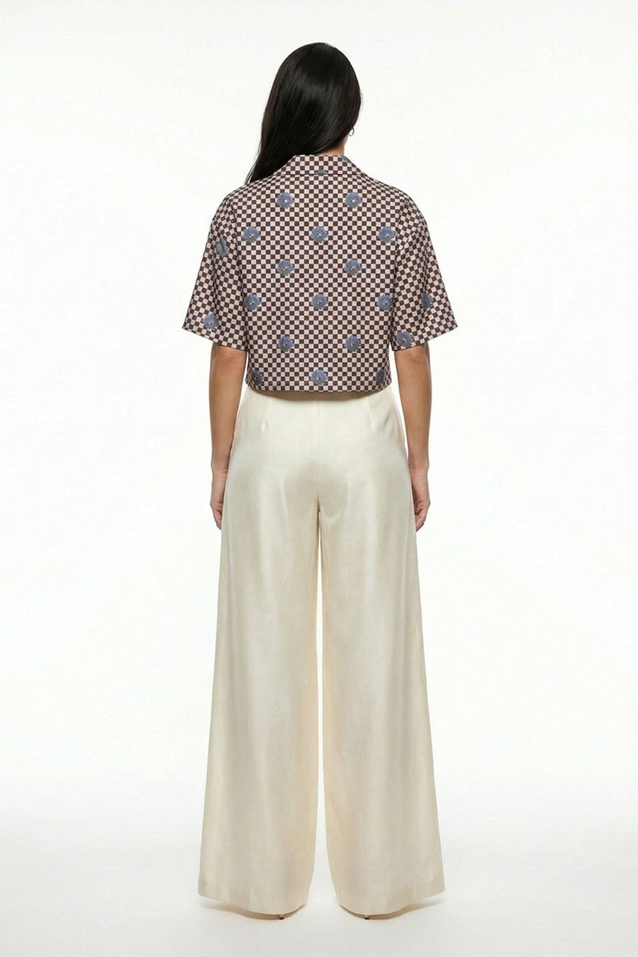 Pink-Black Nurazaa Printed Cropped Shirt