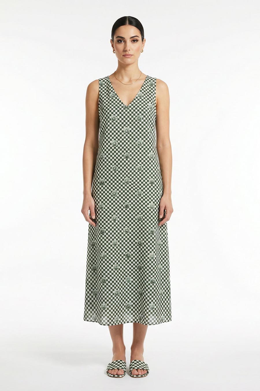 Mint Green The Nurazaa Printed Sleeveless Dress