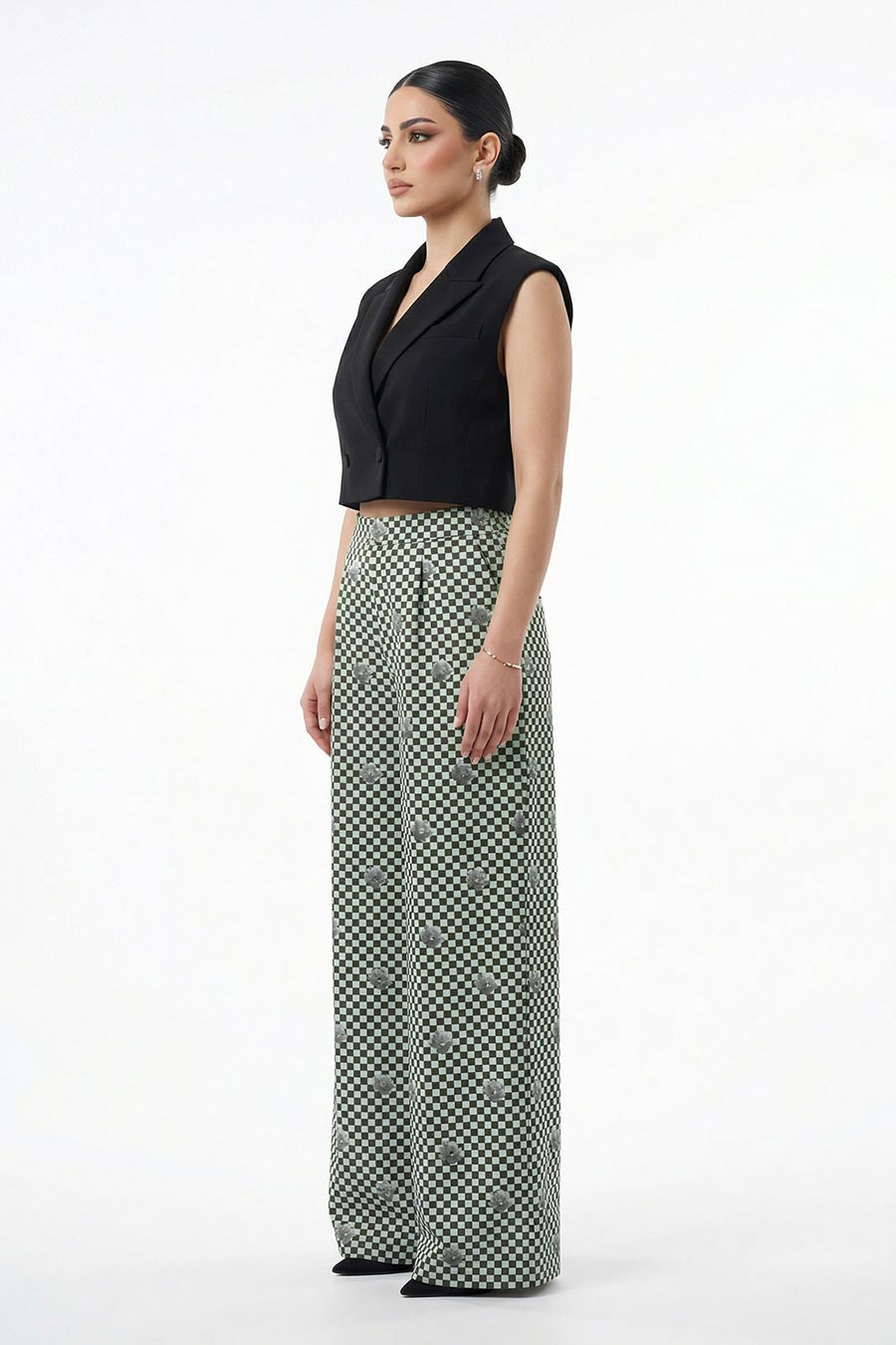 Mint Green Nurazaa Printed Wide Pants