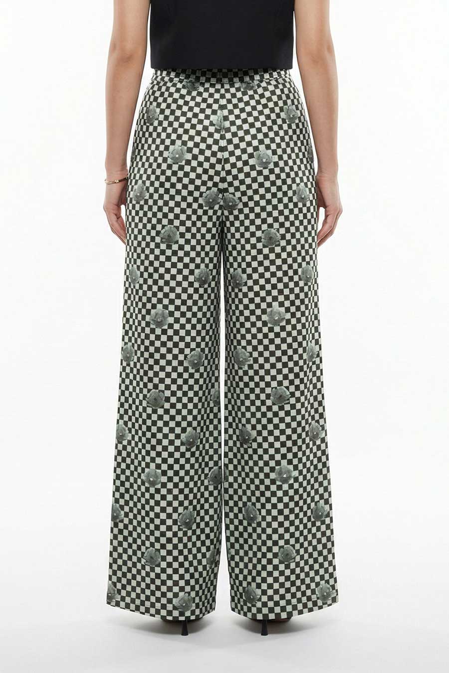 Mint Green Nurazaa Printed Wide Pants