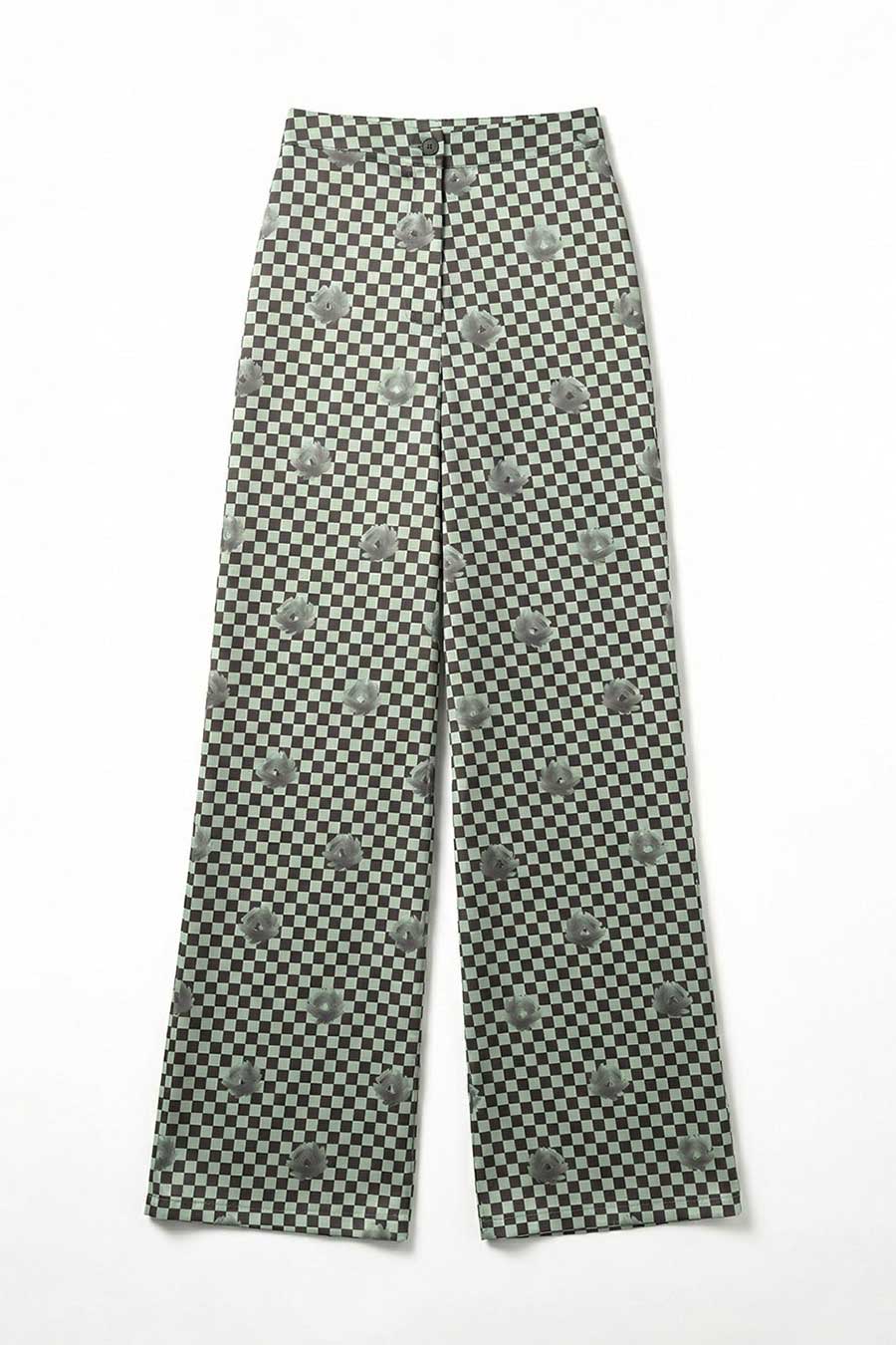 Mint Green Nurazaa Printed Wide Pants
