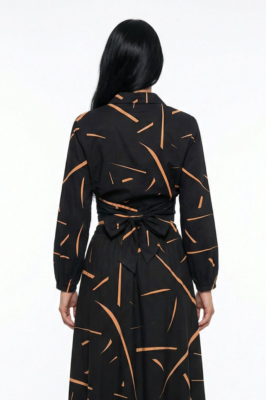 Black Rough Notes Printed Crossover Top