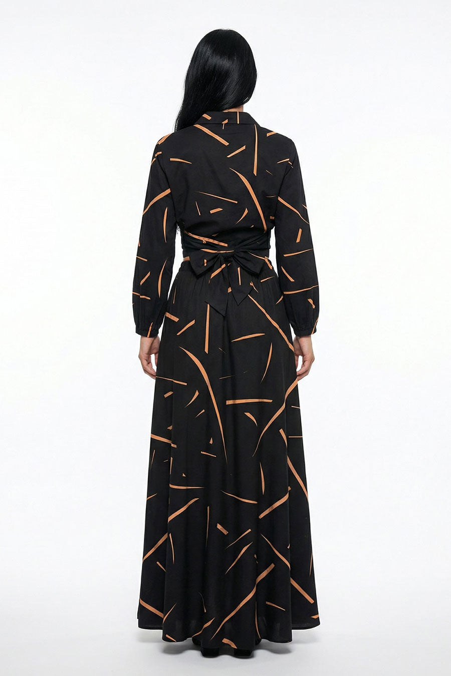 Black Rough Notes Printed Crossover Top