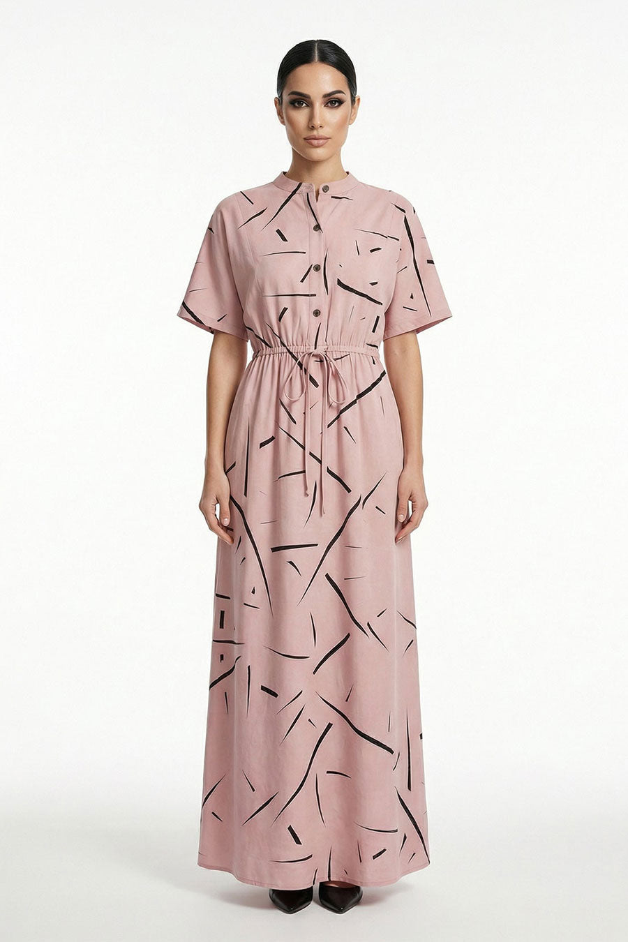 Peach Rough Notes Printed Maxi Dress