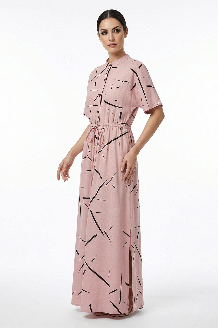 Peach Rough Notes Printed Maxi Dress