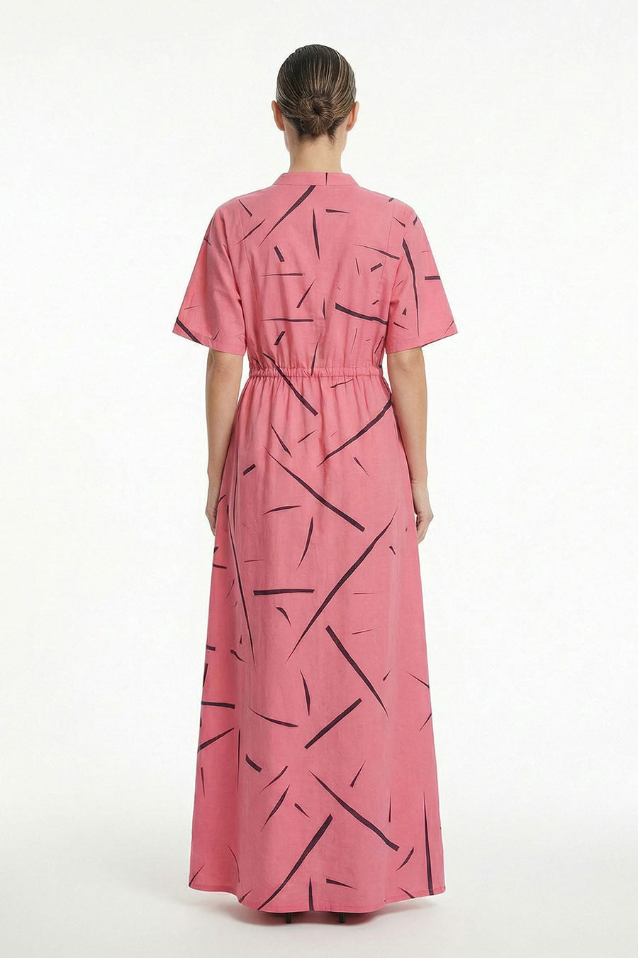 Pink Rough Notes Printed Maxi Dress