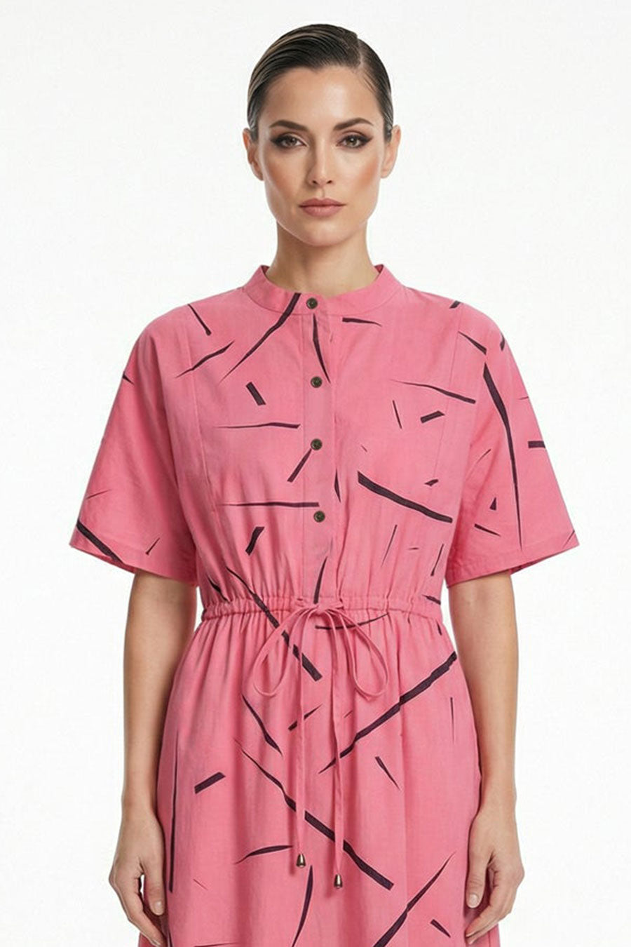 Pink Rough Notes Printed Maxi Dress