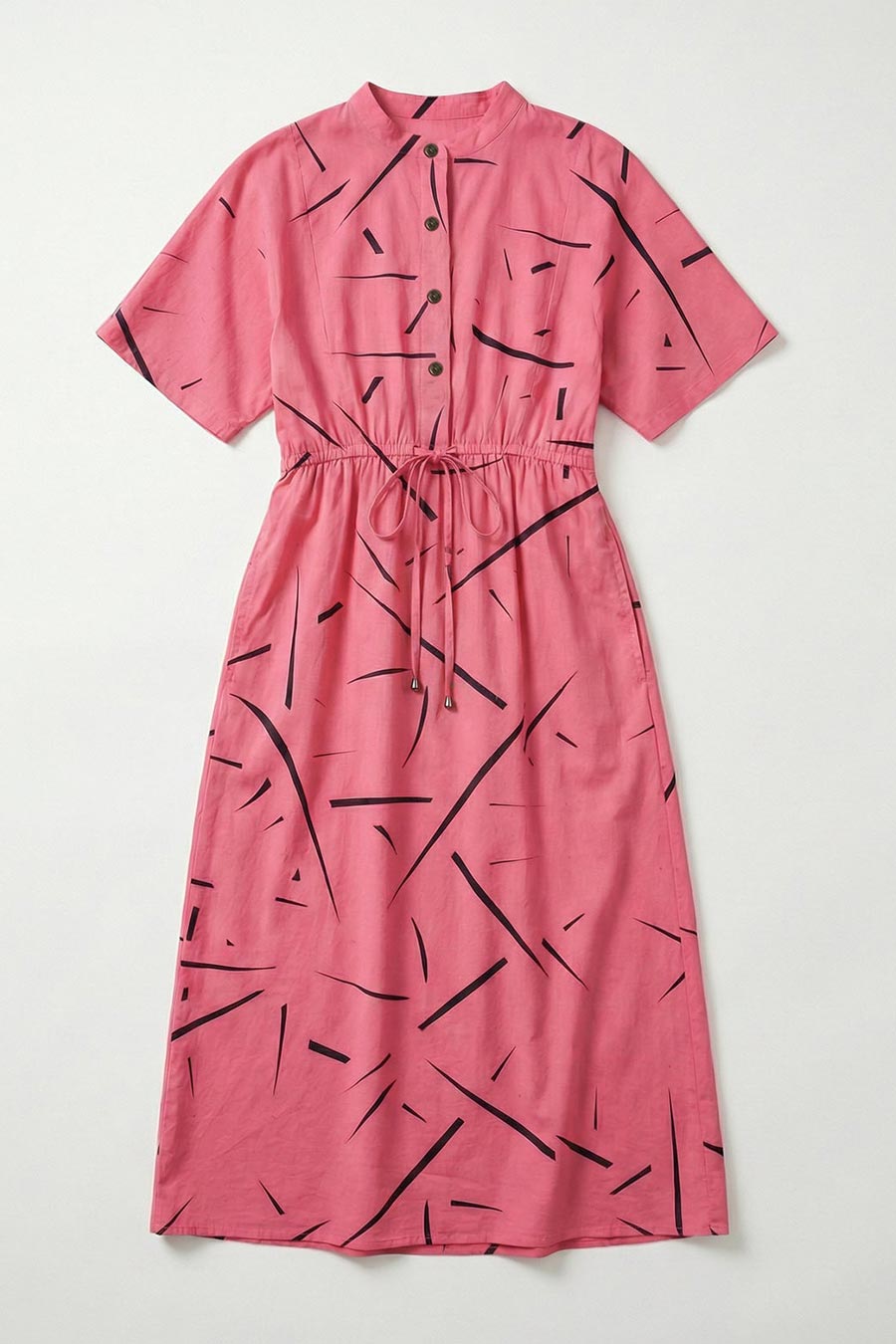 Pink Rough Notes Printed Maxi Dress