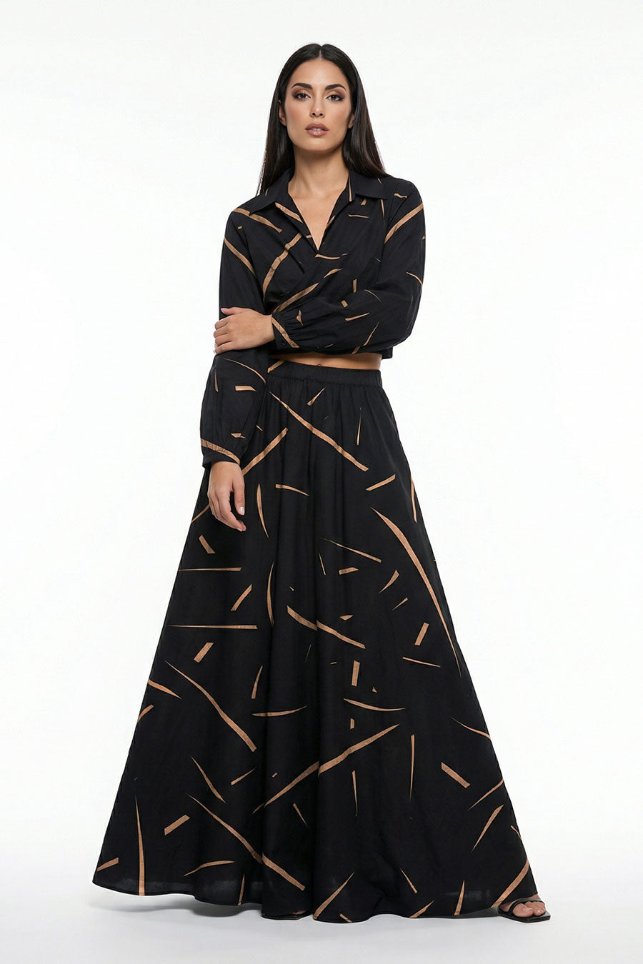 Black Rough Notes Printed Skirt