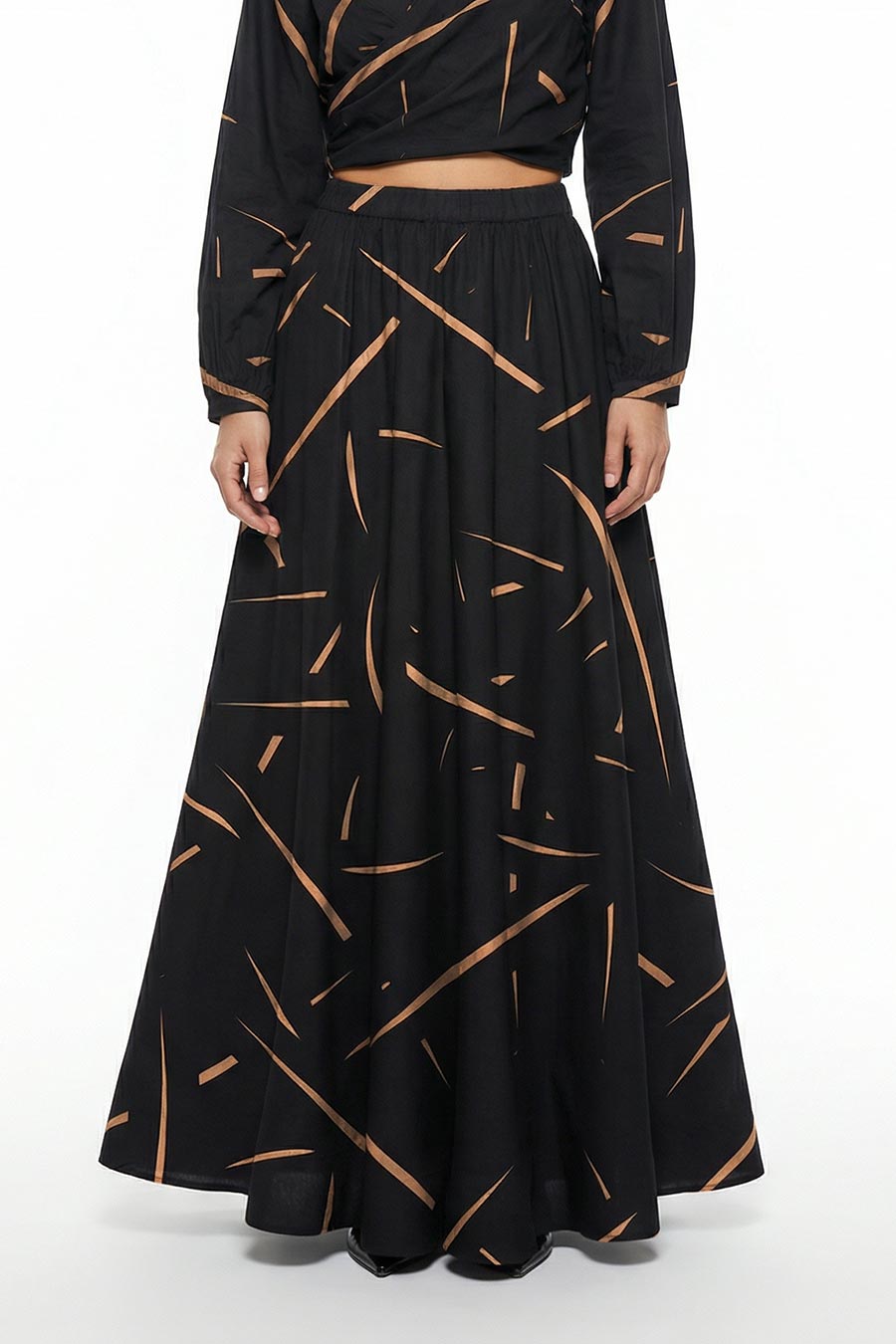 Black Rough Notes Printed Skirt