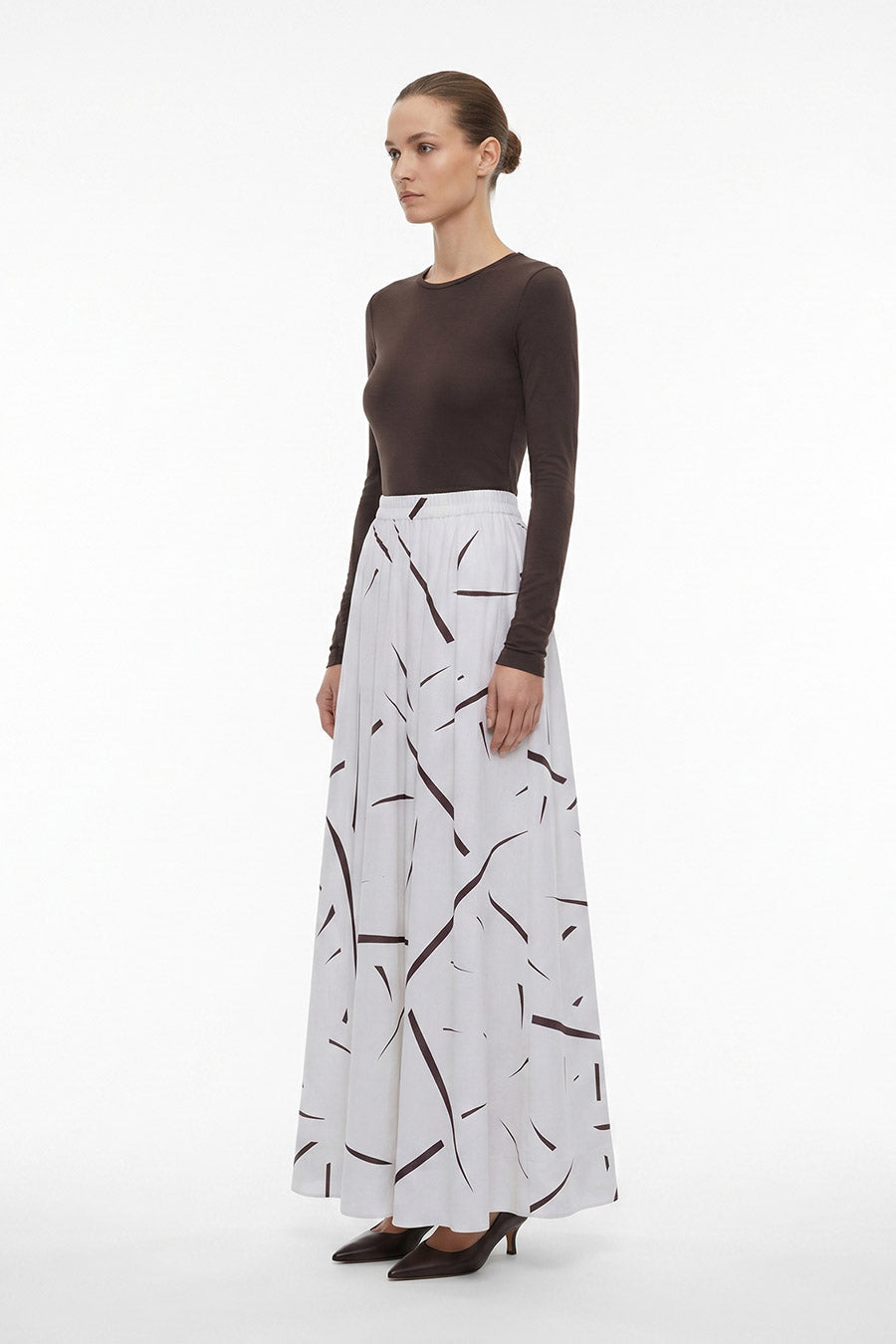 Grey Rough Notes Printed Skirt
