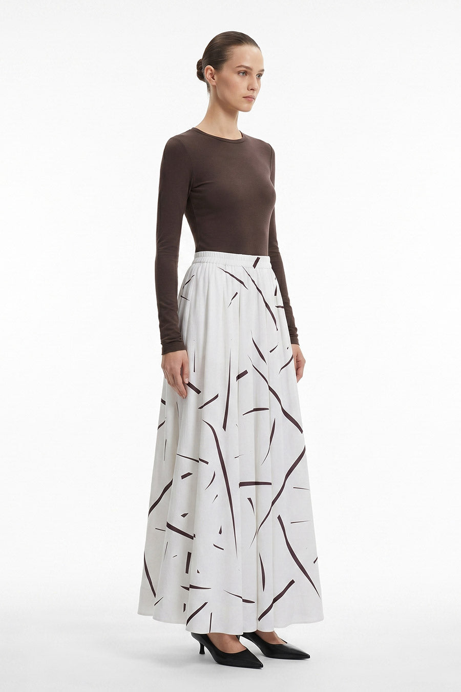 Grey Rough Notes Printed Skirt